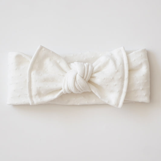 Headband Knot // White Swiss Dot
