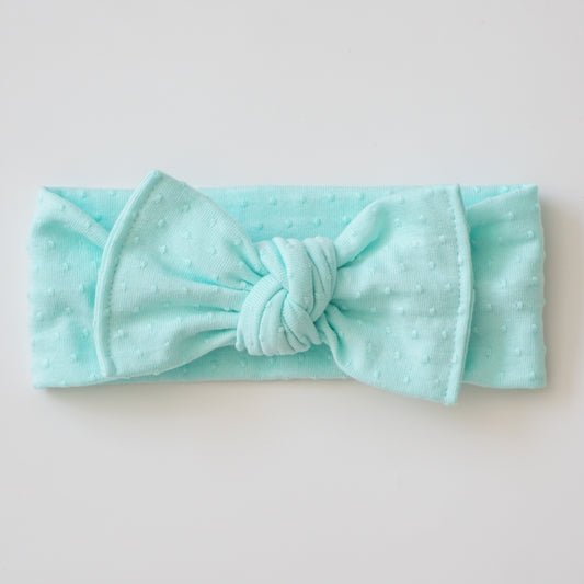 Headband Knot // Mint Swiss Dot