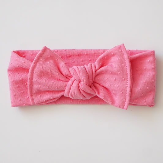 Headband Knot // Pink Swiss Dot