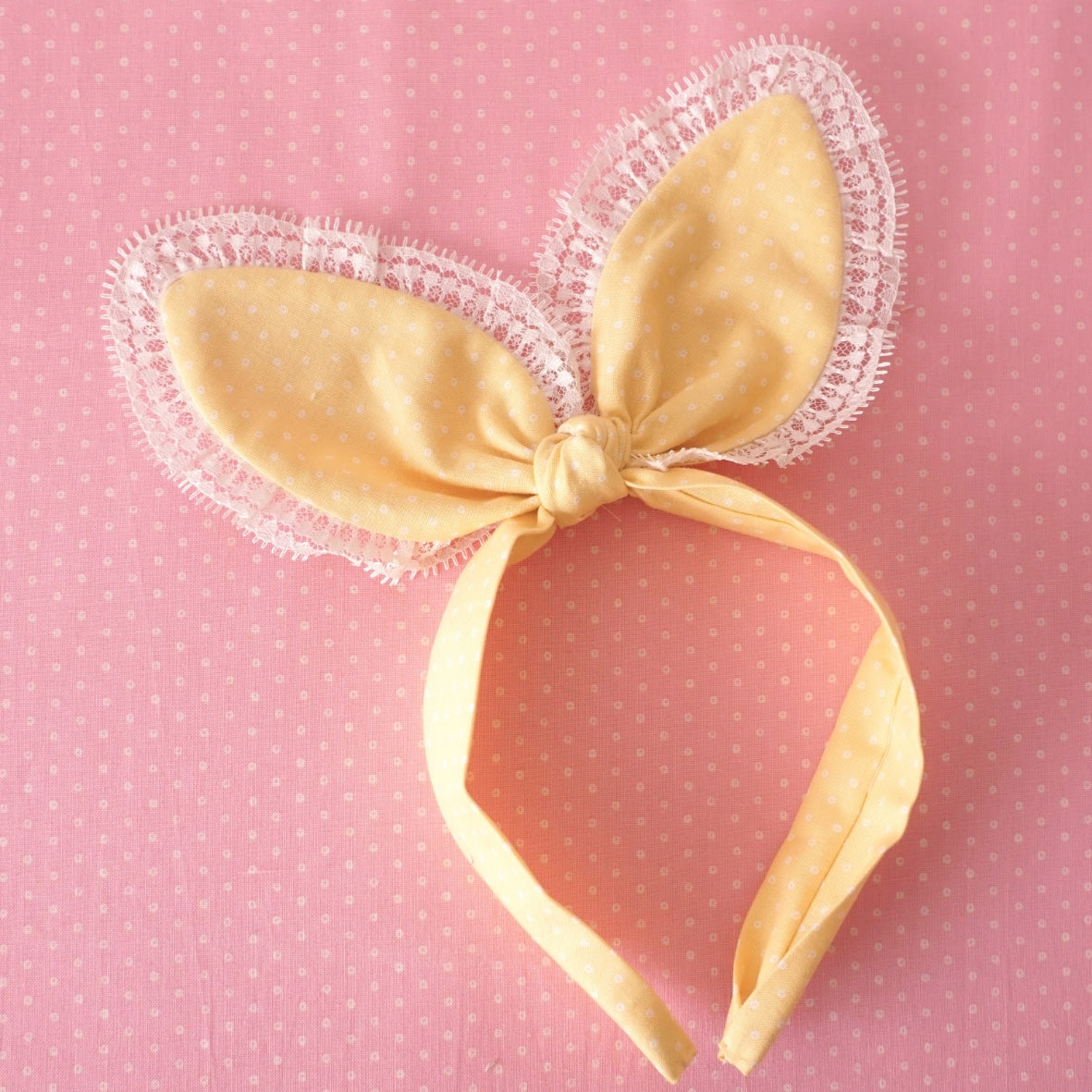 Diadema // Vintage Bunny Ears Pink Yellow
